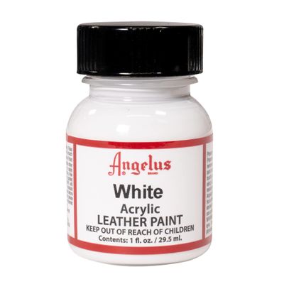 Angelus Acrylic Leather Paint, 1 Fl Oz, White - Professional Flexible, Crack, Scratch, Peel Resistant Leather Paint for Shoes, Sneakers, and Other Leather Projects