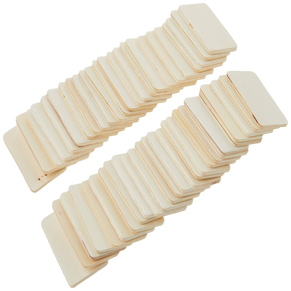 Darice Pie Rectangle-Shaped (50pc) Light Unfinished Wood is Easy to Paint, Stain, Embellish Perfect for Art and Craft Projects Each Piece Measures 2.08 x1.37 , 3mm T, Natural, 50 Count (Pack of 1)