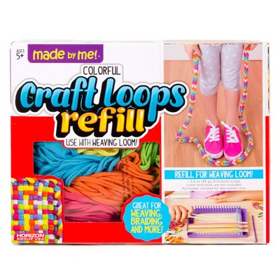 Made By Me Craft Loops Refill, Includes 210 Weaving Loom Loops in 7 Vibrant Colors, Potholders, DIY Craft Kit for Kids
