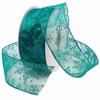 Morex Ribbon Snowflake Wired Sheer Glitter Ribbon, 2-1/2-Inch by 50-Yard Spool, Turquoise view 1