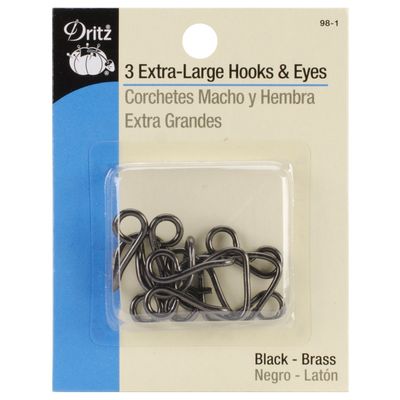 Dritz Extra-Large Hooks & Eyes, 3 Count, Black