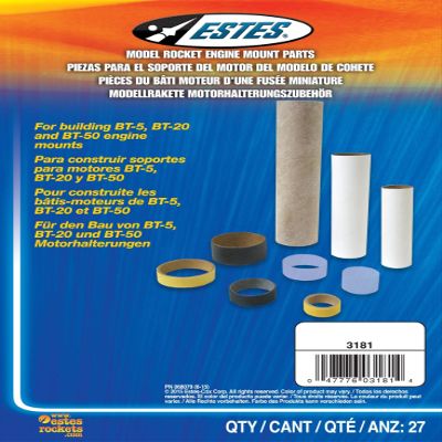 Estes Rockets 3181 BT5, BT20, BT50 Engine Mount Parts, for Model Rockets, (27Piece)