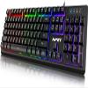 NPET K10 Wired Gaming Keyboard, LED Backlit, Spill-Resistant Design, Multimedia Keys, Quiet Silent USB Membrane Keyboard for Desktop, Computer, PC (Black) view 1