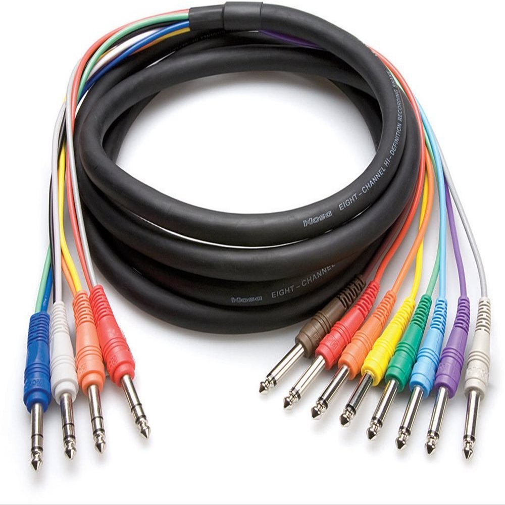 Hosa STP-802 4-channel 1/4 inch TRS to 1/4 inch TS Insert Snake - 6.6 foot