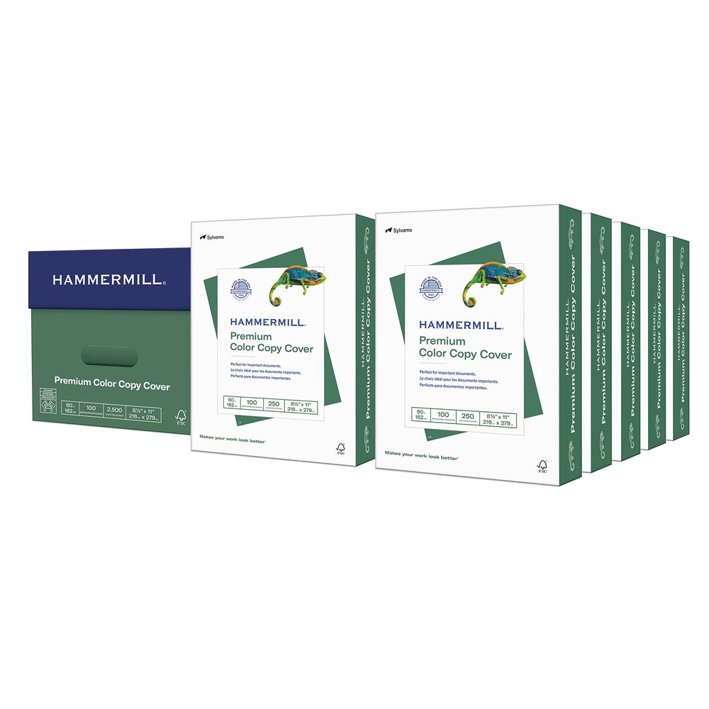Hammermill Cardstock, Premium Color Copy, 60 lb, 8.5 x 11-100 Bright, Made in the USA Card Stock - 10 Pack (2,500 Sheets)