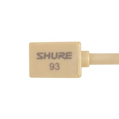 Shure WL93T Lavalier Condenser Microphone - Subminiature Size for Theater, Television, Broadcasting, Video & Film, TA4F/TQG Connector for use Wireless Bodypack Transmitters - Tan