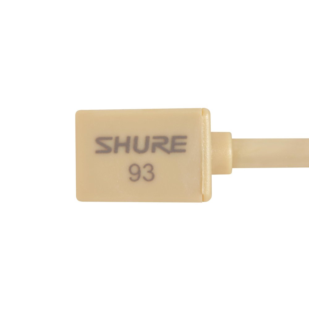 Shure WL93T Lavalier Condenser Microphone - Subminiature Size for Theater, Television, Broadcasting, Video & Film, TA4F/TQG Connector for use Wireless Bodypack Transmitters - Tan