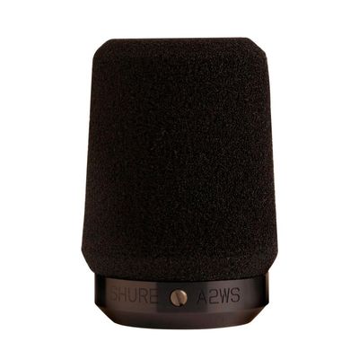 Shure A2WS Locking Microphone Windscreen - Reduces Unwanted Breath and Wind Noise, Black - Compatible with SM57 and 545 Series Mics (A2WS-BLK)