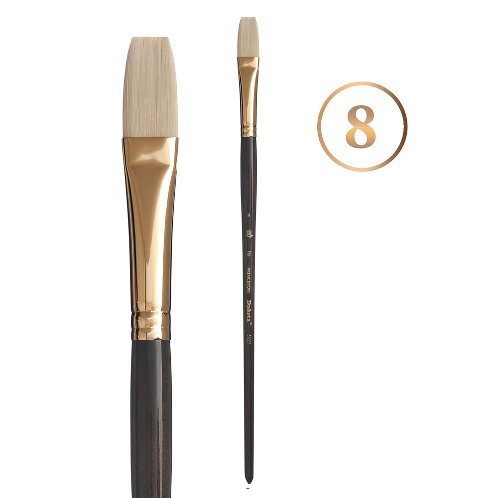 Princeton Dakota Flat Brush, Synthetic, Long Handle, Size 8, 1 Count