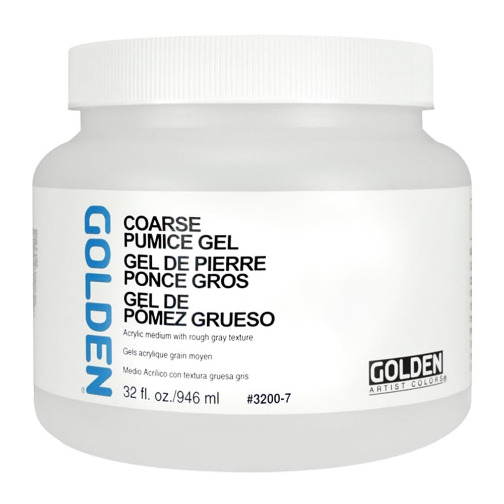 GOLDEN Coarse Pumice Gel, 32 fl. oz. Jar, Professional Acrylic Gel Medium, Opaque