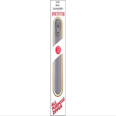 Coats Thread & Zippers F7212-023A All-Purpose Plastic Zipper, 12", Nugrey