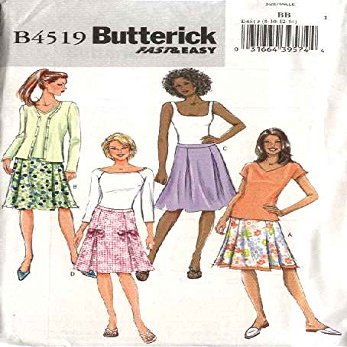 Butterick Sewing Pattern 4519 Misses Size 8-10-12-14 Easy Pleated Embellished Skirts