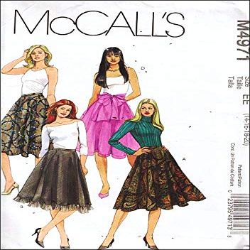 Misses A Line Lined Skirts Sewing Pattern Waistband Ruffle Option McCall M 4971 (14-16-18-20)