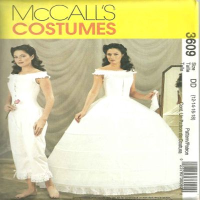 McCall's Civil War Pattern 3609. Misses Szs 12;14;16;18 Hoop Skirt; Camisole; Corset; Pantaloons. for example: Gone With the Wind. Scarlett