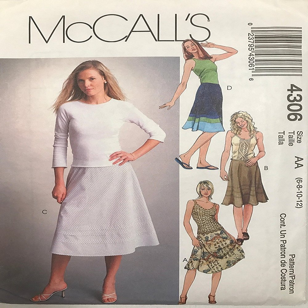 McCall's 4306 MISSES BIAS SKIRTS SEWING PATTERN SIZE: CCD (10-12-14-16)