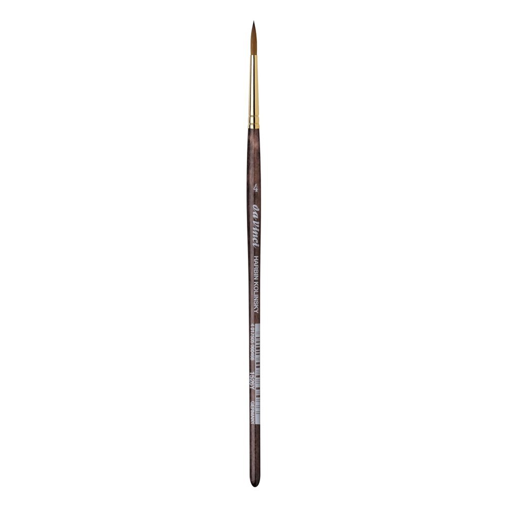 da Vinci Watercolor Series Paint Brush, Round Harbin Kolinsky Red Sable with Black Handle, Size 4 (1526Y-04)