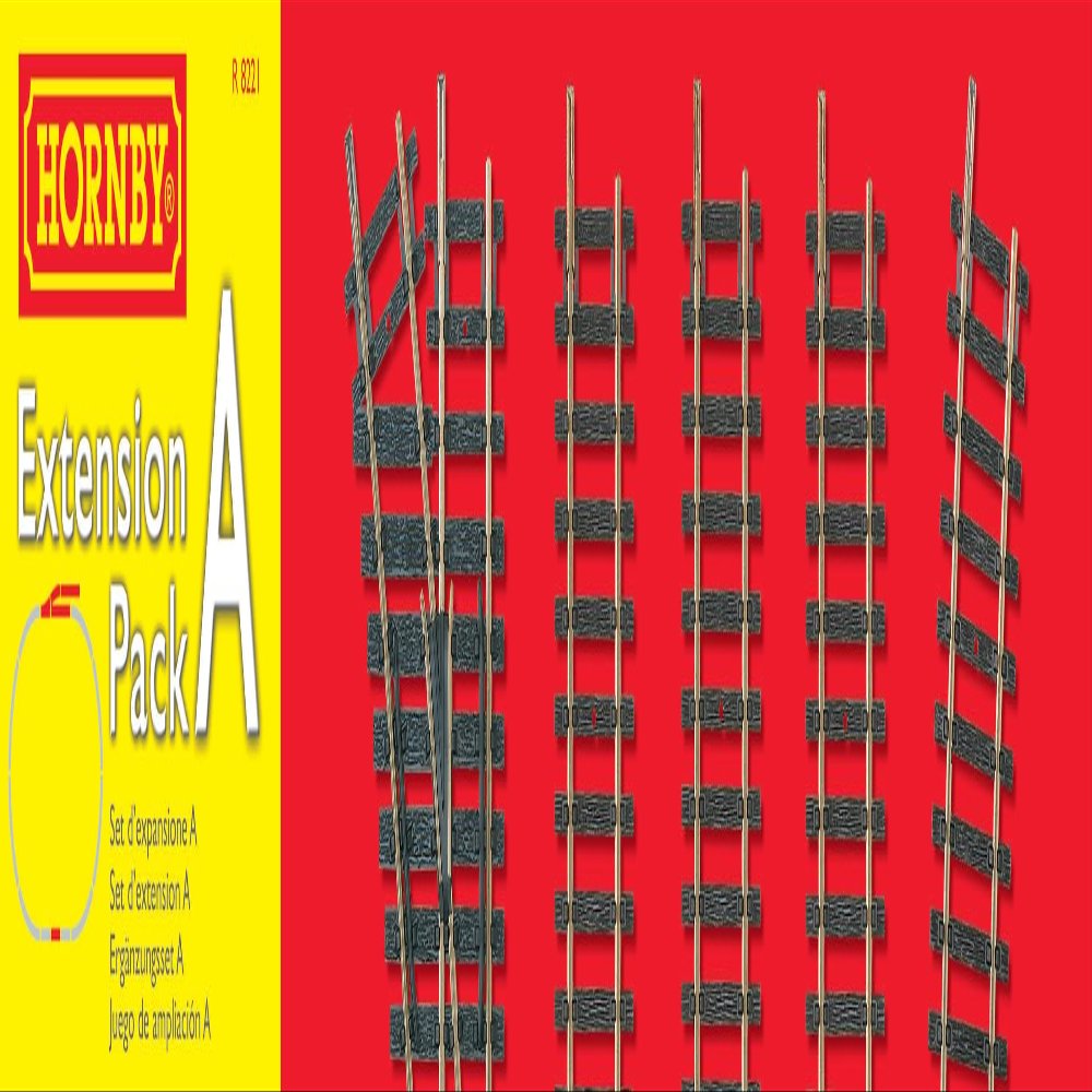 Hornby Hobby Train Tracks - R8221 Extension Pack A Track Pieces - Small Scale Model Accessories for Train, Electric Railroad Supplies with HO/OO Gauge Compatibility, Straight/Curved Tracks