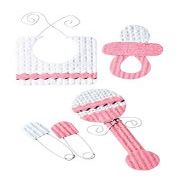 WESTRIM Paper Bliss Adhesive Embellishments, Precious Baby 5/Package in Pink