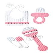 WESTRIM Paper Bliss Adhesive Embellishments, Precious Baby 5/Package in Pink