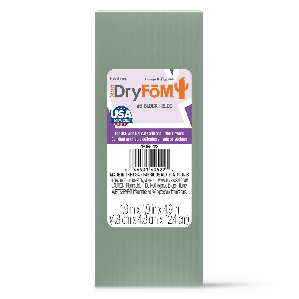 FloraCraft Floral Desert DryFM Block 1.9 Inch x 1.9 Inch x 4.9 Inch Green
