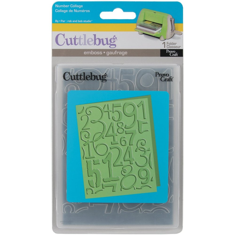 Provo Craft Cuttlebug A2 Embossing Folder-Number Collage