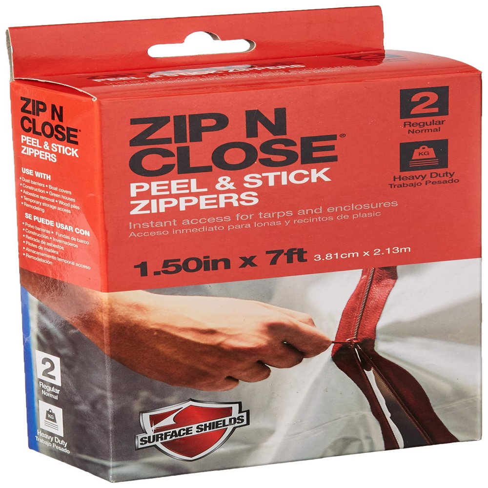 Surface Shields Inc Zip n Close Red Zipper, 1 1/2 In. X 7 Ft