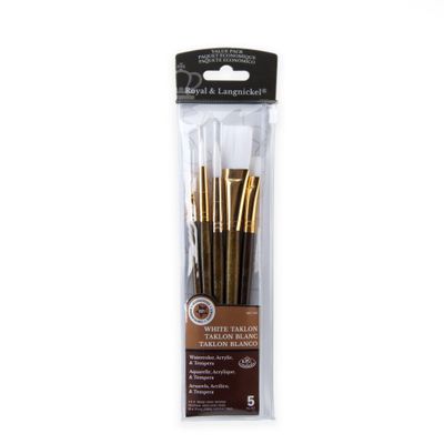 Royal Brush Langnickel White Taklon Brush Set Value Pack, Stroke (9163)