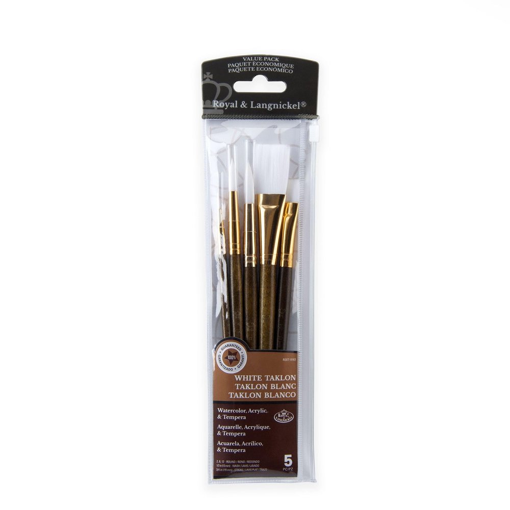 Royal Brush Langnickel White Taklon Brush Set Value Pack, Stroke (9163)