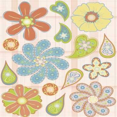 FISKARS Cloud 9 Sunrise Smoothie Dimensional 4-5/8-inch by 7 Inch Stickers Sheet, 3-Layer Flowers with Glitter and Rain Drops