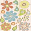 FISKARS Cloud 9 Sunrise Smoothie Dimensional 4-5/8-inch by 7 Inch Stickers Sheet, 3-Layer Flowers with Glitter and Rain Drops view 1