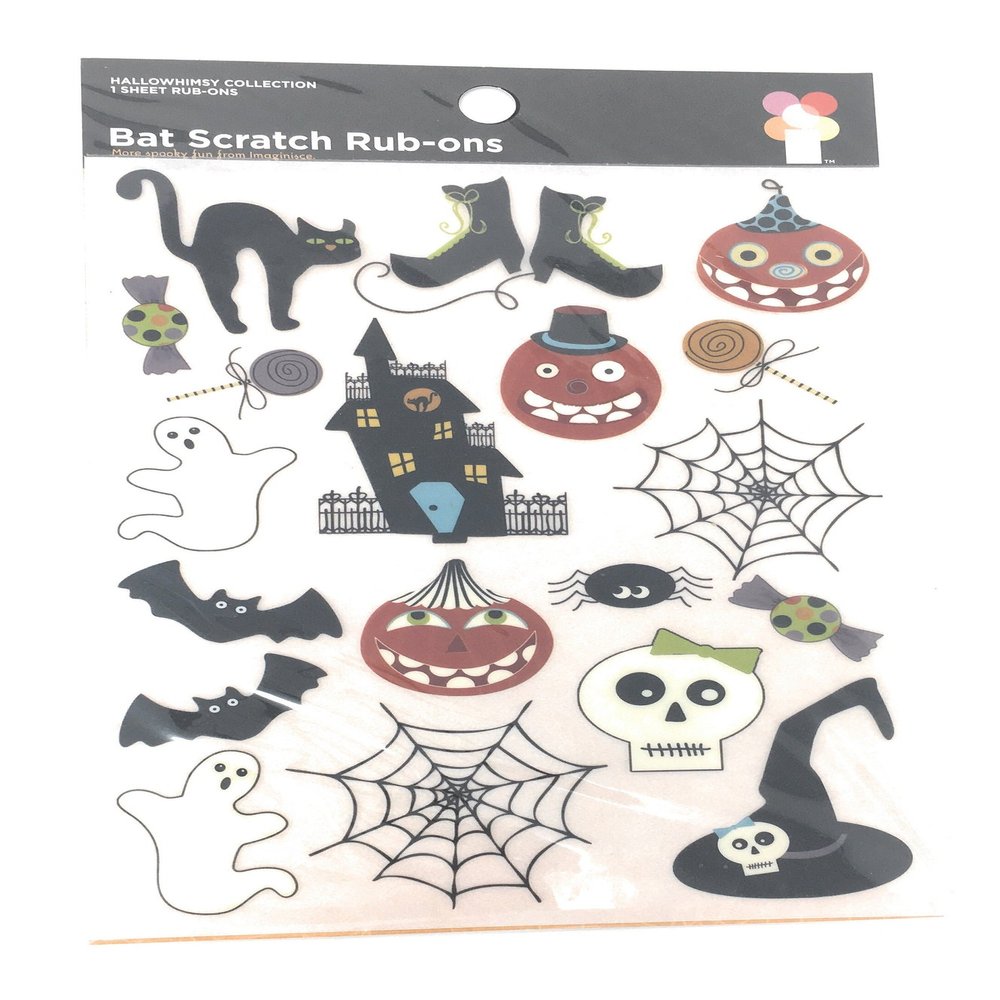 IMAGINISCE HALLOWHIMSY COLLECTION OF BAT SCRATCH RUB-ONS (ONE SHEET OF 18)
