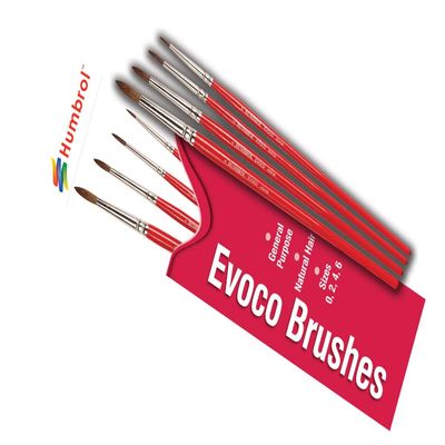 Humbrol AG4150 Evoco Paint Brushes Sizes 0,2,4,6