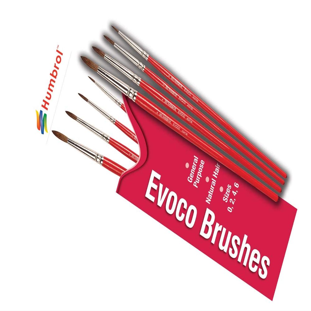 Humbrol AG4150 Evoco Paint Brushes Sizes 0,2,4,6