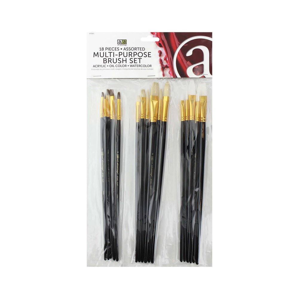 Art Advantage - Brush Set 18pc., Art Paintbrush Sets, Paint Brush Sets, Paint Brushes, Brushes for Acrylic Painting, Small Brush, Paintbrush, Craft Brushes