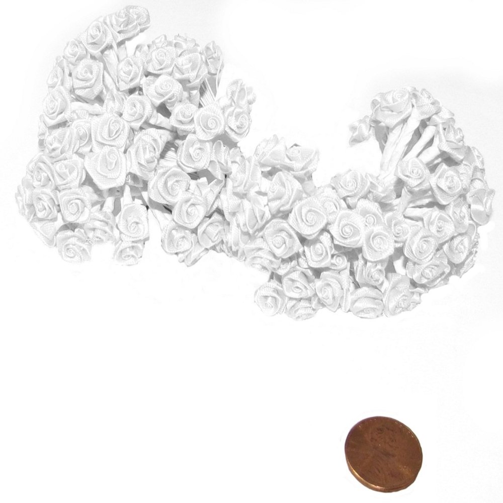288 White Mini Wrap Roses Flower Wedding Favor Picks