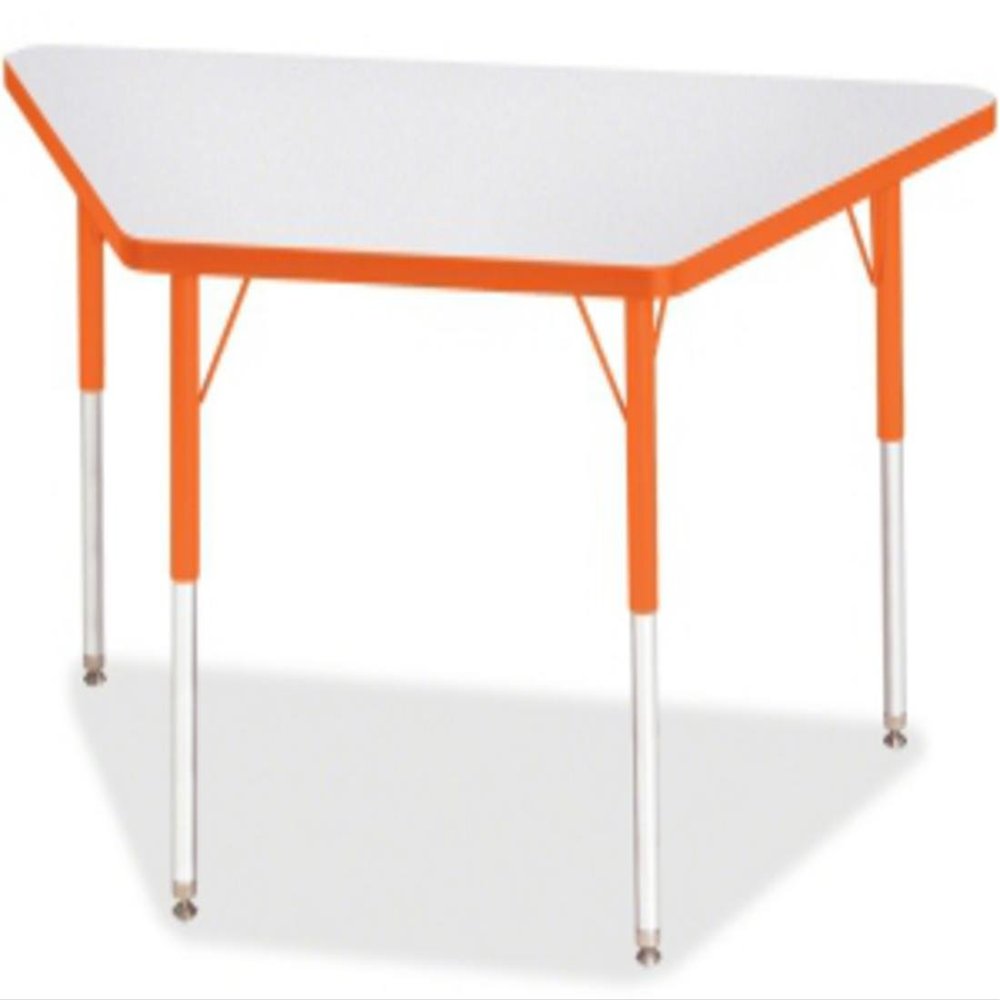 Jonti-Craft Berries 6438JCA114 Trapezoid Activity Tables, A-Height (24"-31" Adjustable Height), 24" x 48", Gray/Orange/Gray