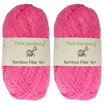 JubileeYarn Thick and Thin Yarn - 100g/Skein Bamboo Rayon Chunky - Pretty in Pink - 2 Skeins