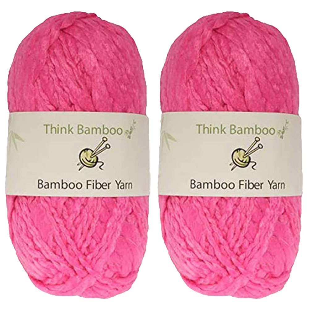 JubileeYarn Thick and Thin Yarn - 100g/Skein Bamboo Rayon Chunky - Pretty in Pink - 2 Skeins