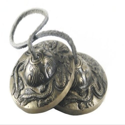 TM THAMELMART FOR BEAUTIFUL MINDS Tibetan Meditation Bells 2.5" Dragon Embossed