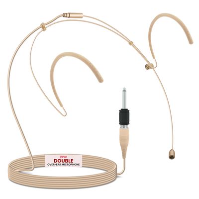 Pyle Double Over-Ear Microphone Headset - Professional Hands-Free Omnidirectional Wired Audio Boom Condenser Microphone Headset w/ 3.5mm / 1/4" Adapter, 1.2m Cable, and Windscreen.