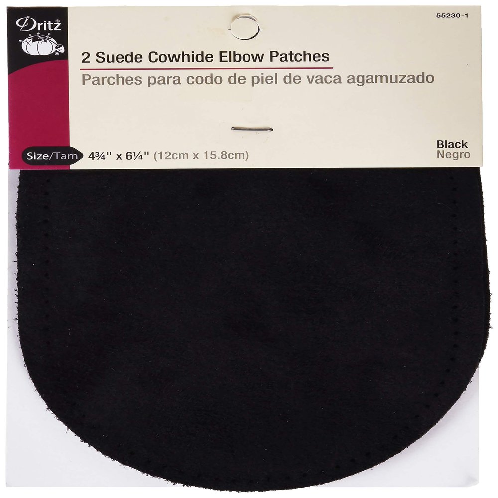 Dritz 55230-1 Suede Elbow Patches, Black, 4-3/4 x 6-1/2-Inch (2-Count)