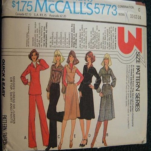 McCalls Quick & Easy Pattern 5773 Misses Dress or Jumper, Top, Skirt and Pants with Variations Size 10-14 Easy to Sew