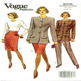 Vogue 8206 Sewing Pattern Misses Jacket and Skirt Size 8-12 - Bust 31 1/2-34