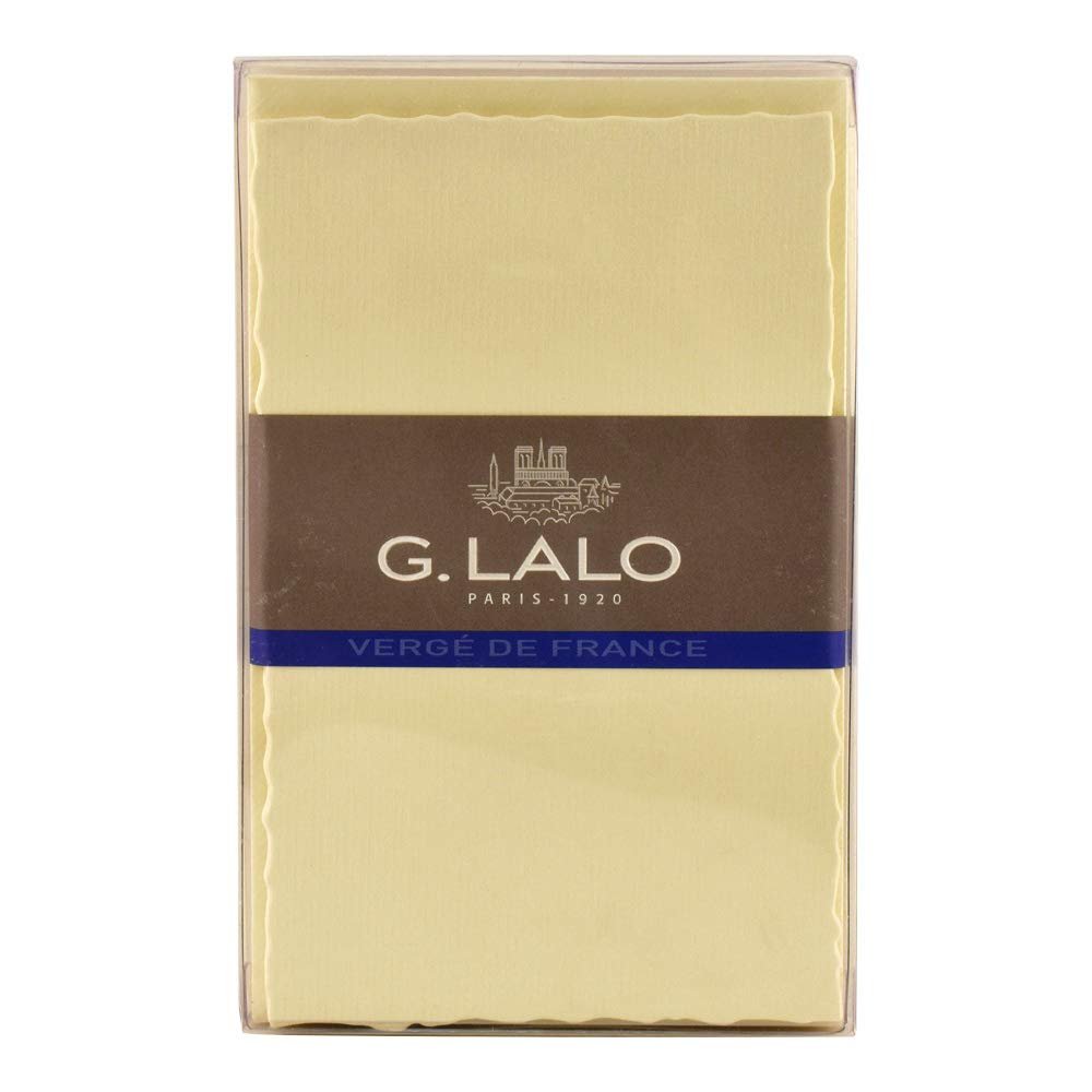 Clairefontaine - Ref 25216L - G.Lalo Correspondence Set "Collection de Paris" - 10 x Cards (300gsm, 97 x 152mm) + 10 x Lined Envelopes with Serrated Edges (100 x 158mm) - Ivory