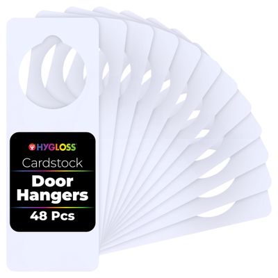 Hygloss Cardstock Door Knob Hanger Blank White for Crafts - 48. Pcs - for Easy Decorate/Write-On - Bulk Doorknob Hangers for Craft, DIY Blank Doorknob Sign Projects