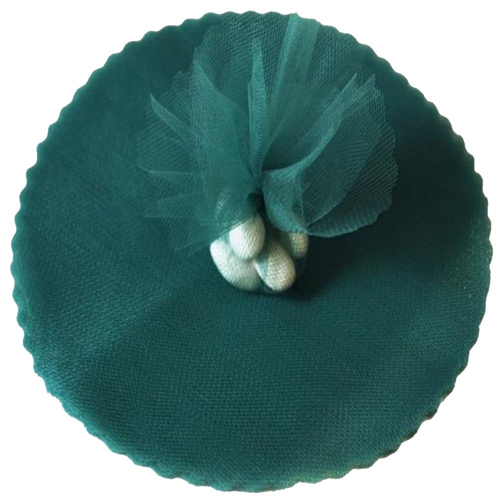 100 Hunter Green Scalloped Tulle Circles 9" Wedding Favor Wrap