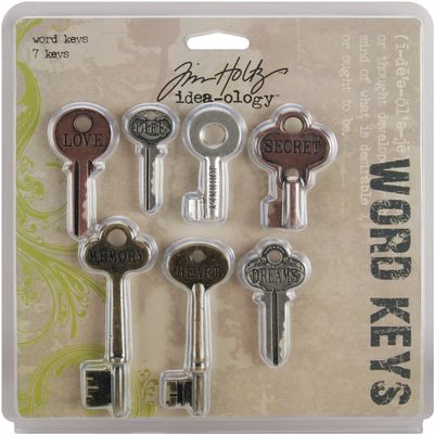 Idea-Ology Metal Word Keys 1.5 To 3 7/Pkg-Antique Nickel, Brass & Copper