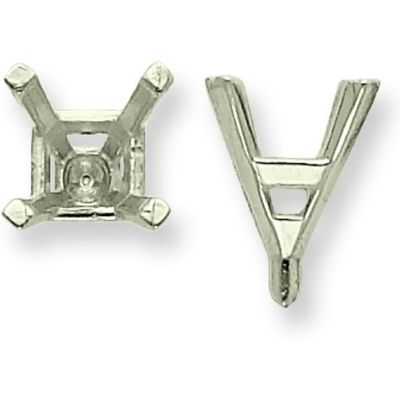 14K White Gold 4 Prong Princess Peg Center Head 6.75mm Jewelry Making Finding