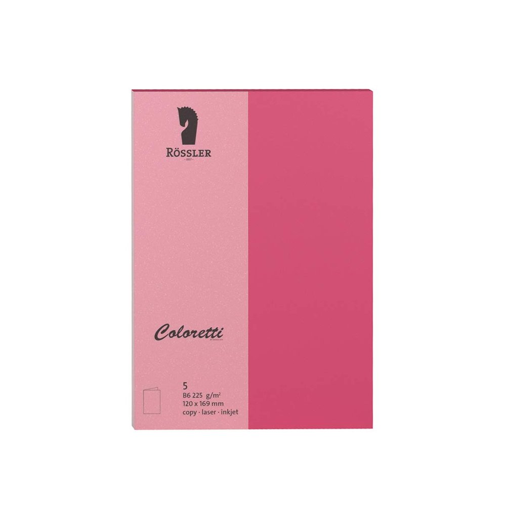 Rssler Coloretti B6 HD Cards, Density: 220 g/m, Pack of 5 Pink