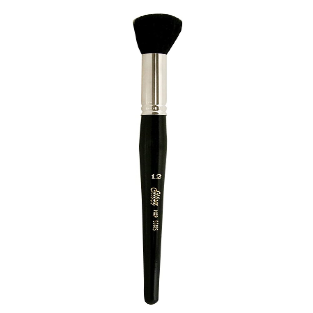 Silver Brush 5618S-12 Silver Mop Short Handle Blender Brush, Black, Round, Size 12